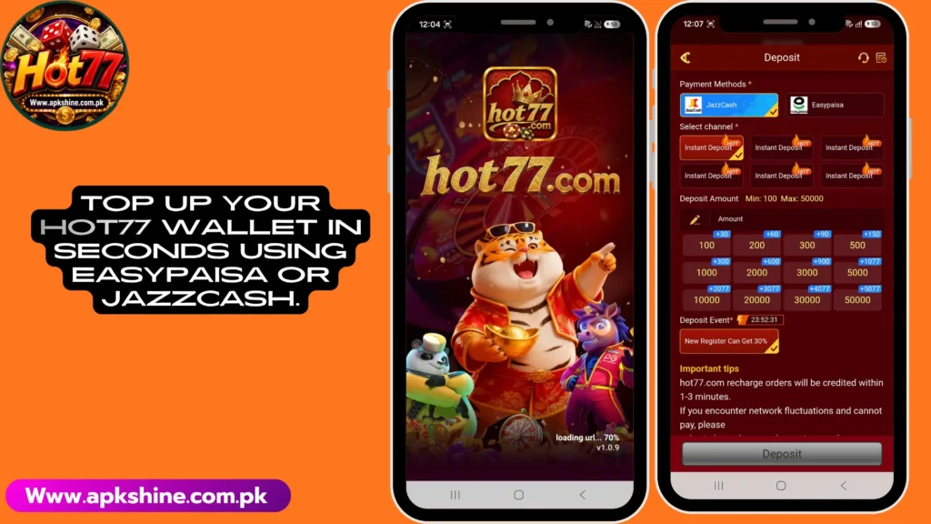 Deposit and Withdrawal Method Hot77